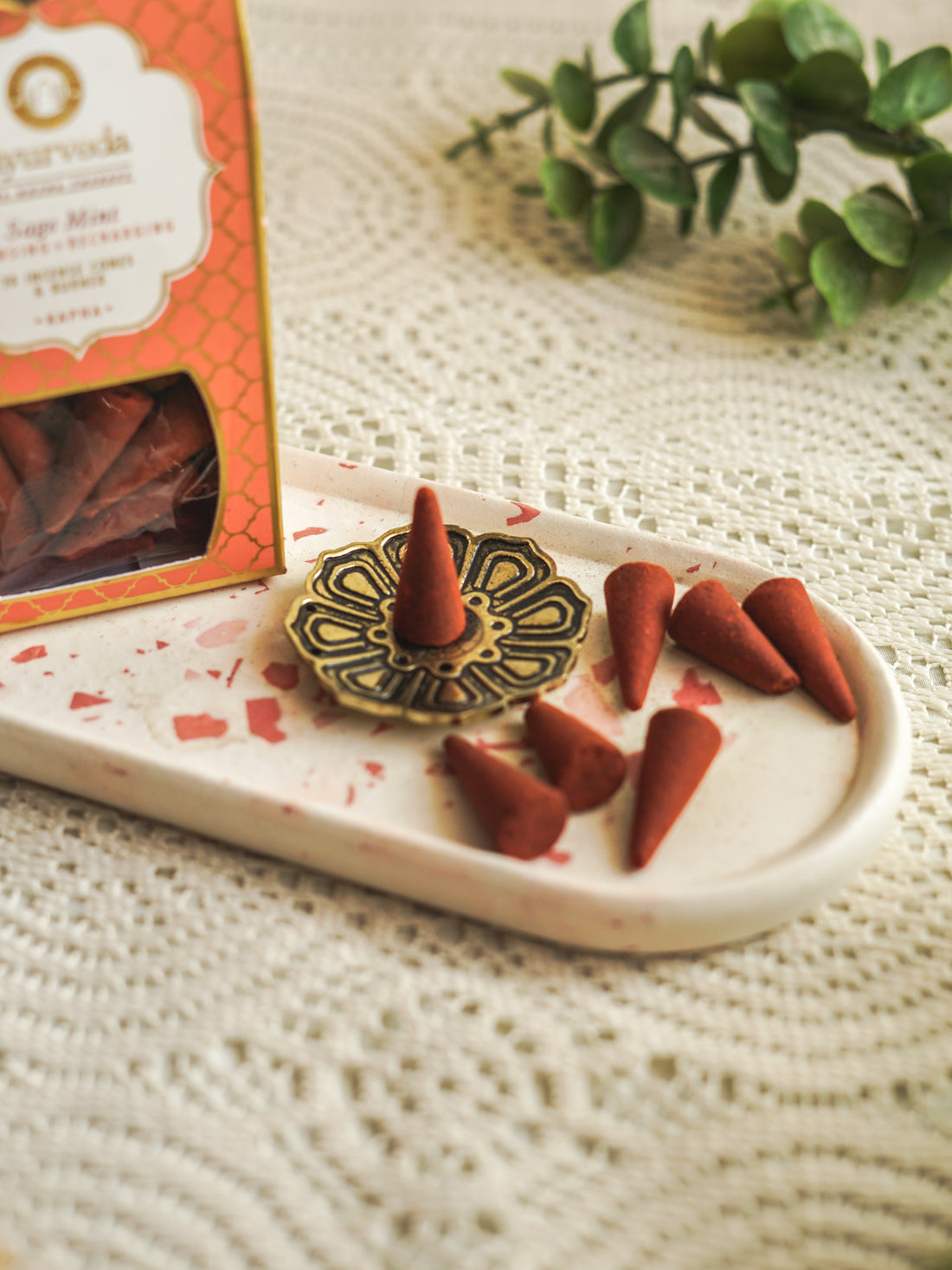 Ayurveda Incense Cone Gift Set – Kapha | Sage Mint | Includes Metal Cone Burner