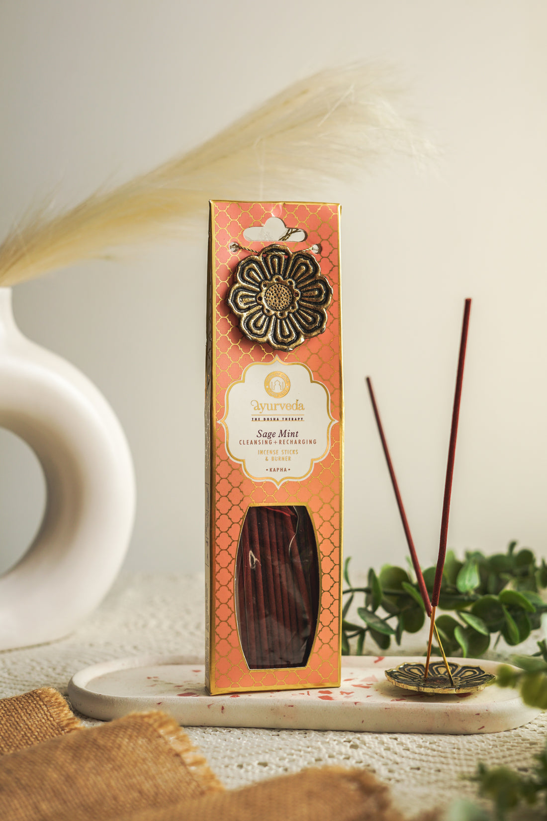 Ayurveda Incense Gift Set – Kapha | Sage Mint | Includes Metal Incense Burner