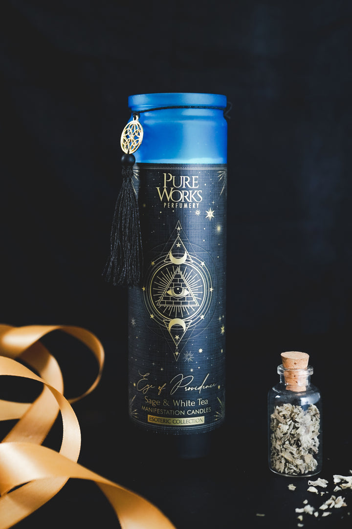Esoteric- Eye of Providence Tall Candle - Sage & White Tea