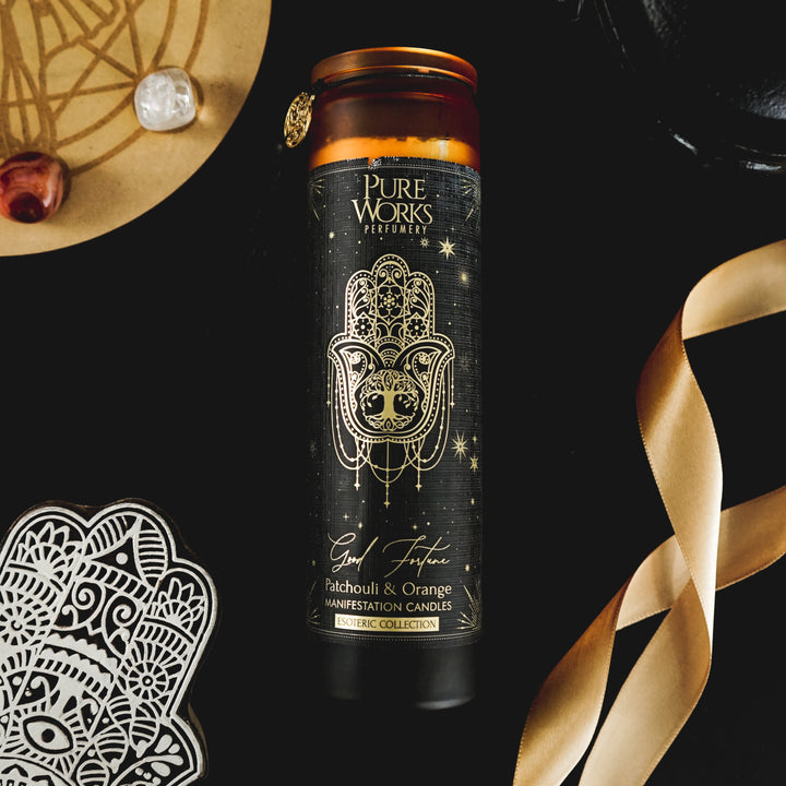 Esoteric- Good Fortune Tall Candle - Patchouli & Orange