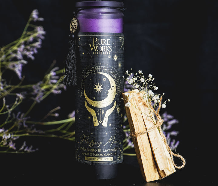 Esoteric- Purifying Moon Tall Candle - Palo Santo & Lavender