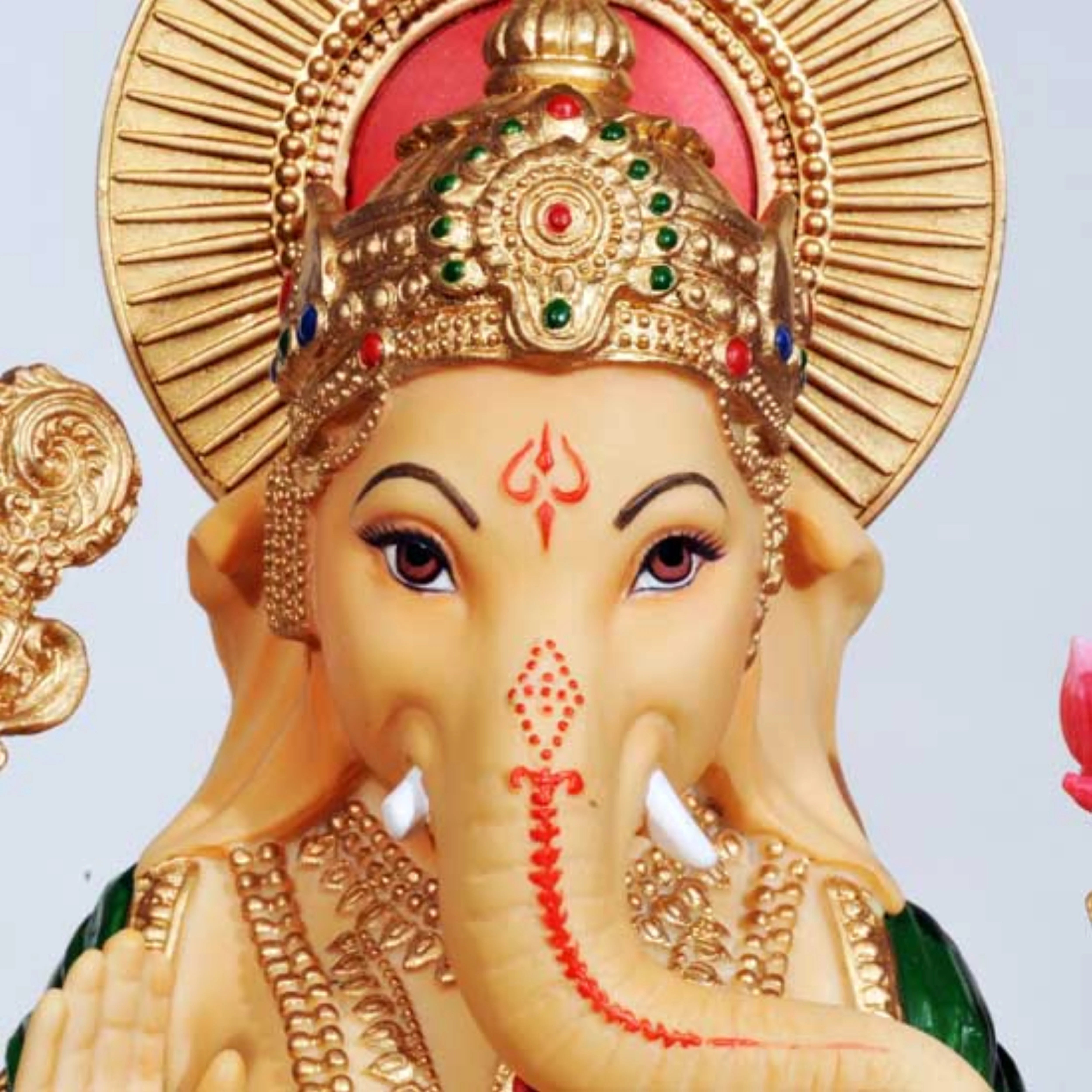 Ganesha sitting on lotus -  Traditional colors