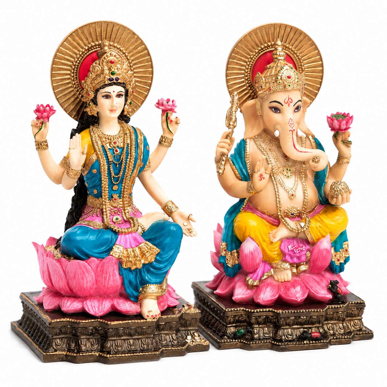 Lakshmi & Ganesha Statue Set for Diwali | Hand-Painted Hindu Idols | Song of India