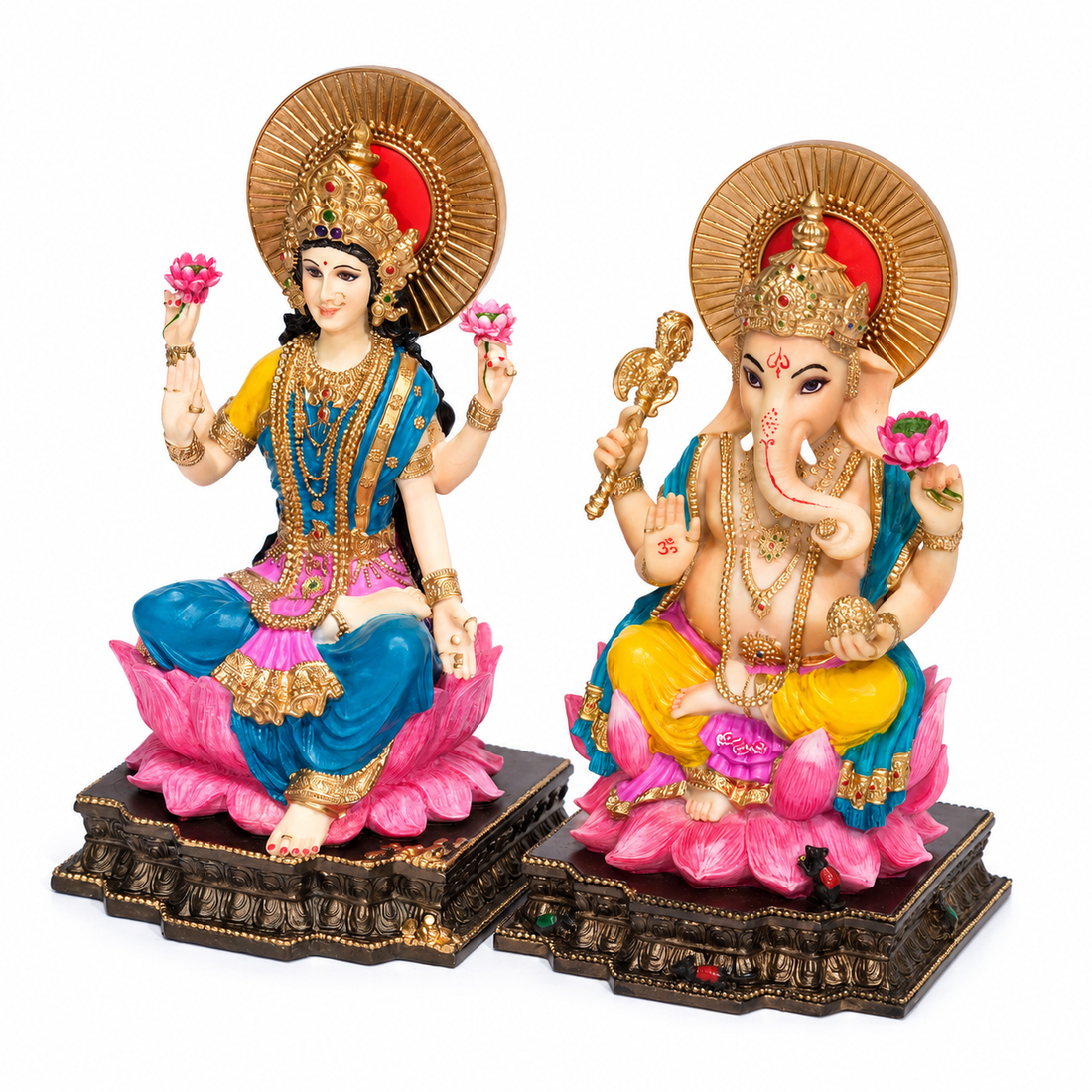 Lakshmi & Ganesha Statue Set for Diwali | Hand-Painted Hindu Idols | Song of India