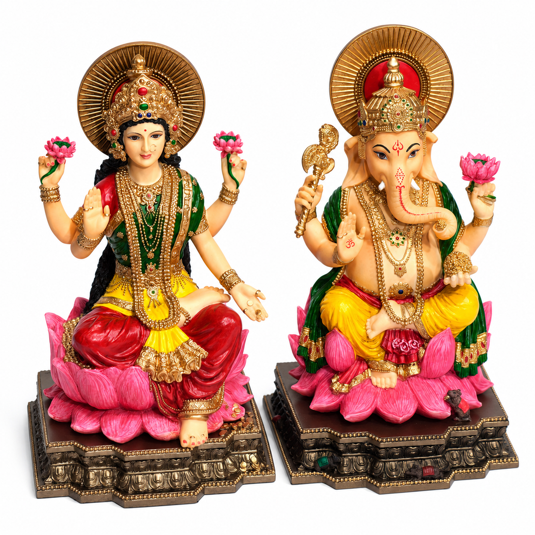 Song of India® Hand-Painted Lakshmi & Ganesha Figurine – Diwali Décor