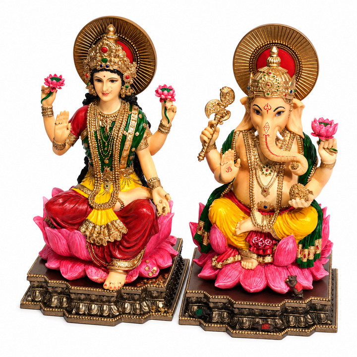 Song of India® Hand-Painted Lakshmi & Ganesha Figurine – Diwali Décor