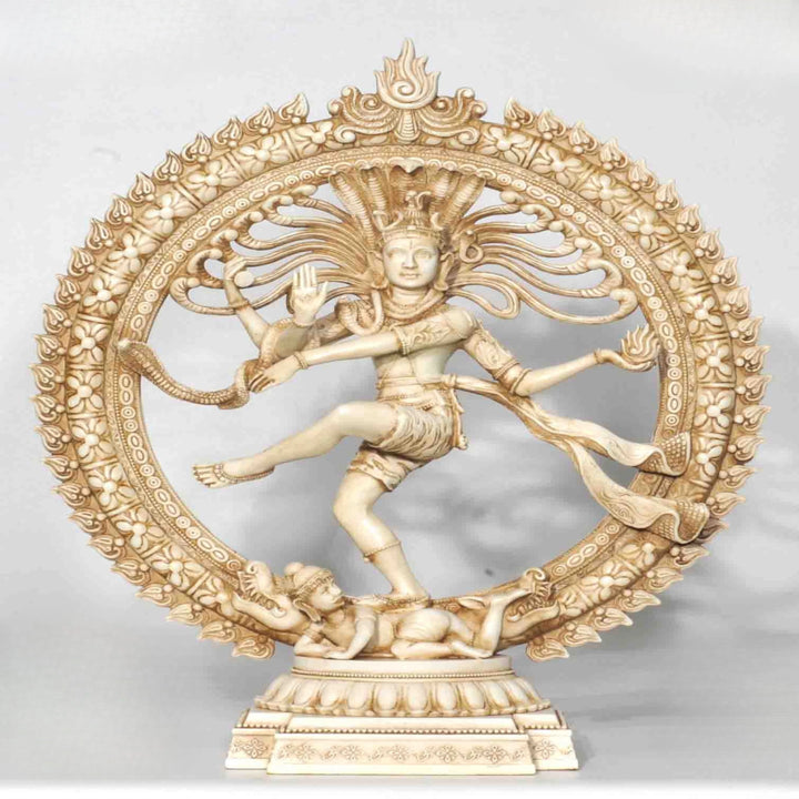 Nataraja Statue – Dancing Shiva in Antique Ivory Finish