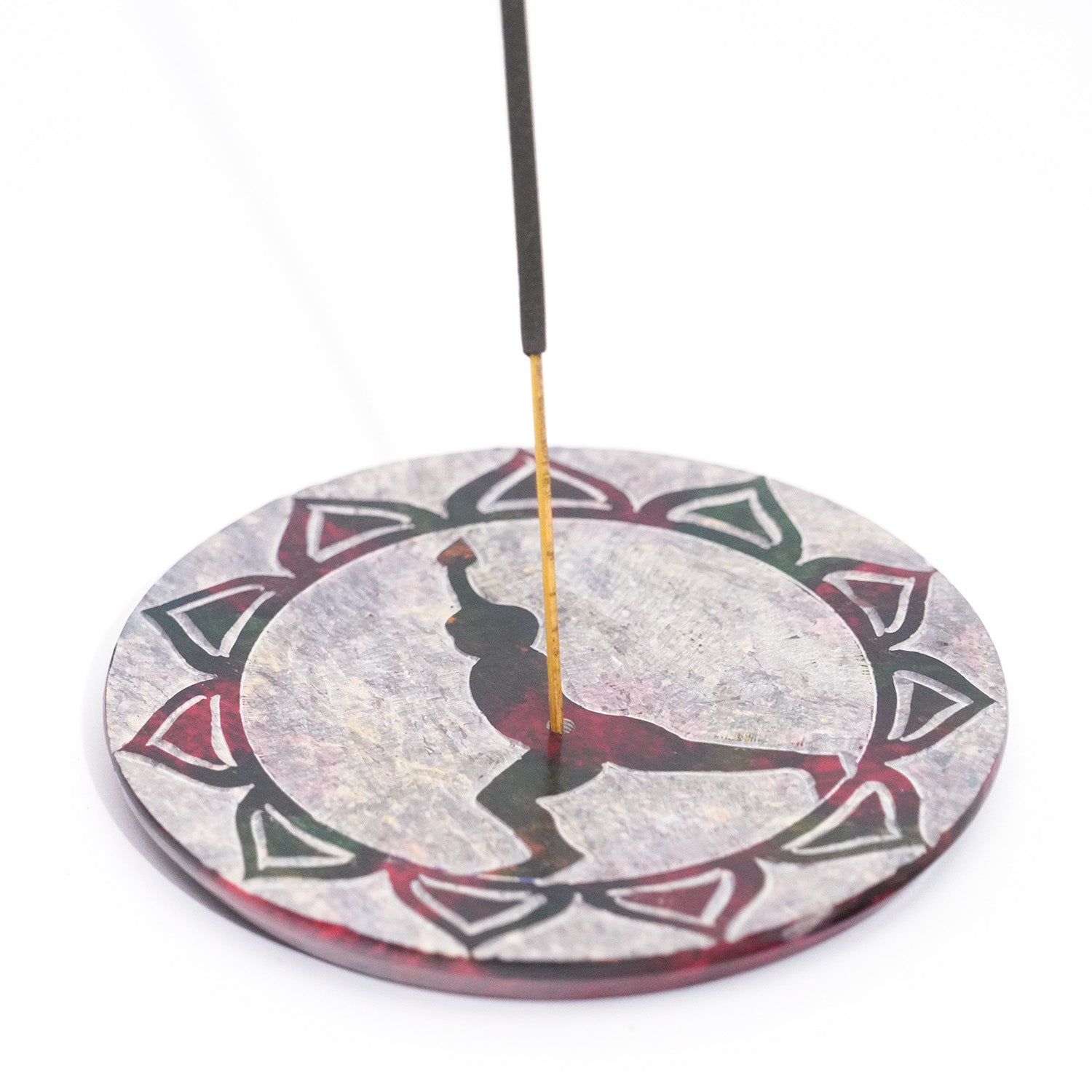 Warrior I Yoga Pose Soapstone Incense Stick Burner – 4"