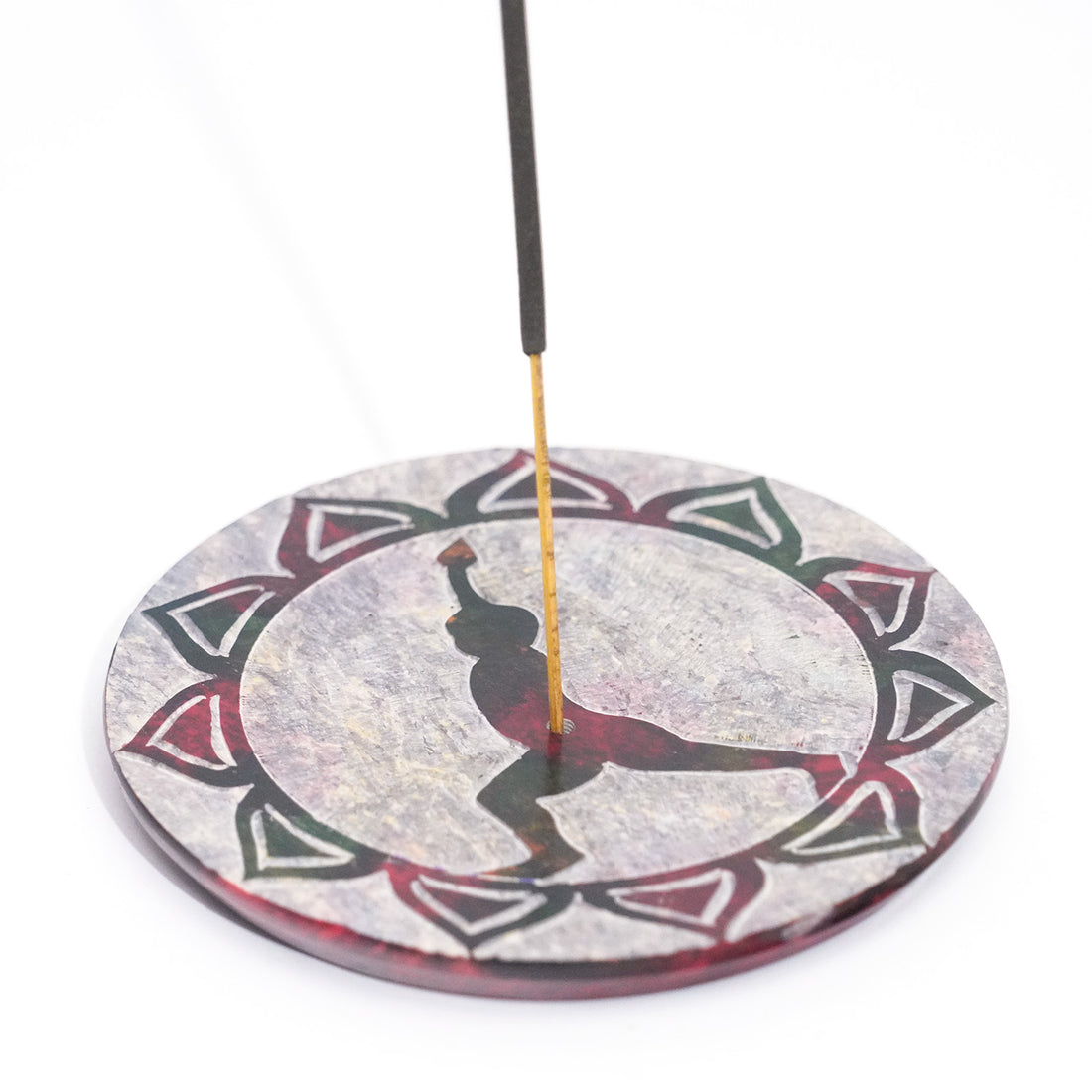 Warrior I Yoga Pose Soapstone Incense Stick Burner – 4"