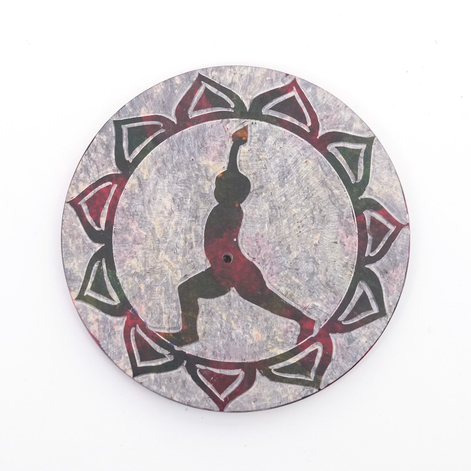 Warrior I Yoga Pose Soapstone Incense Stick Burner – 4"