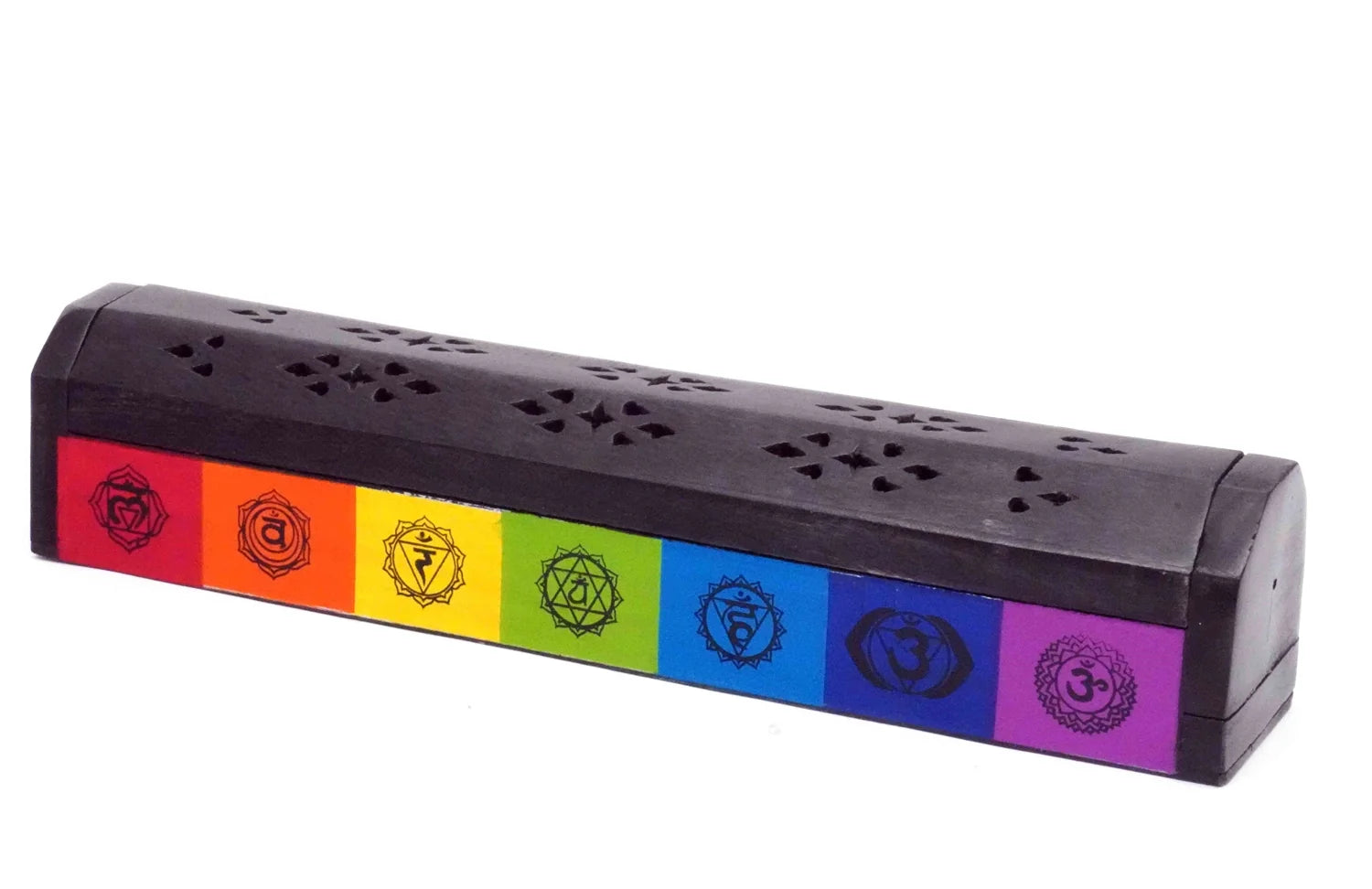 7 Chakra Mango Wood Incense Burner & Storage Box – 12"