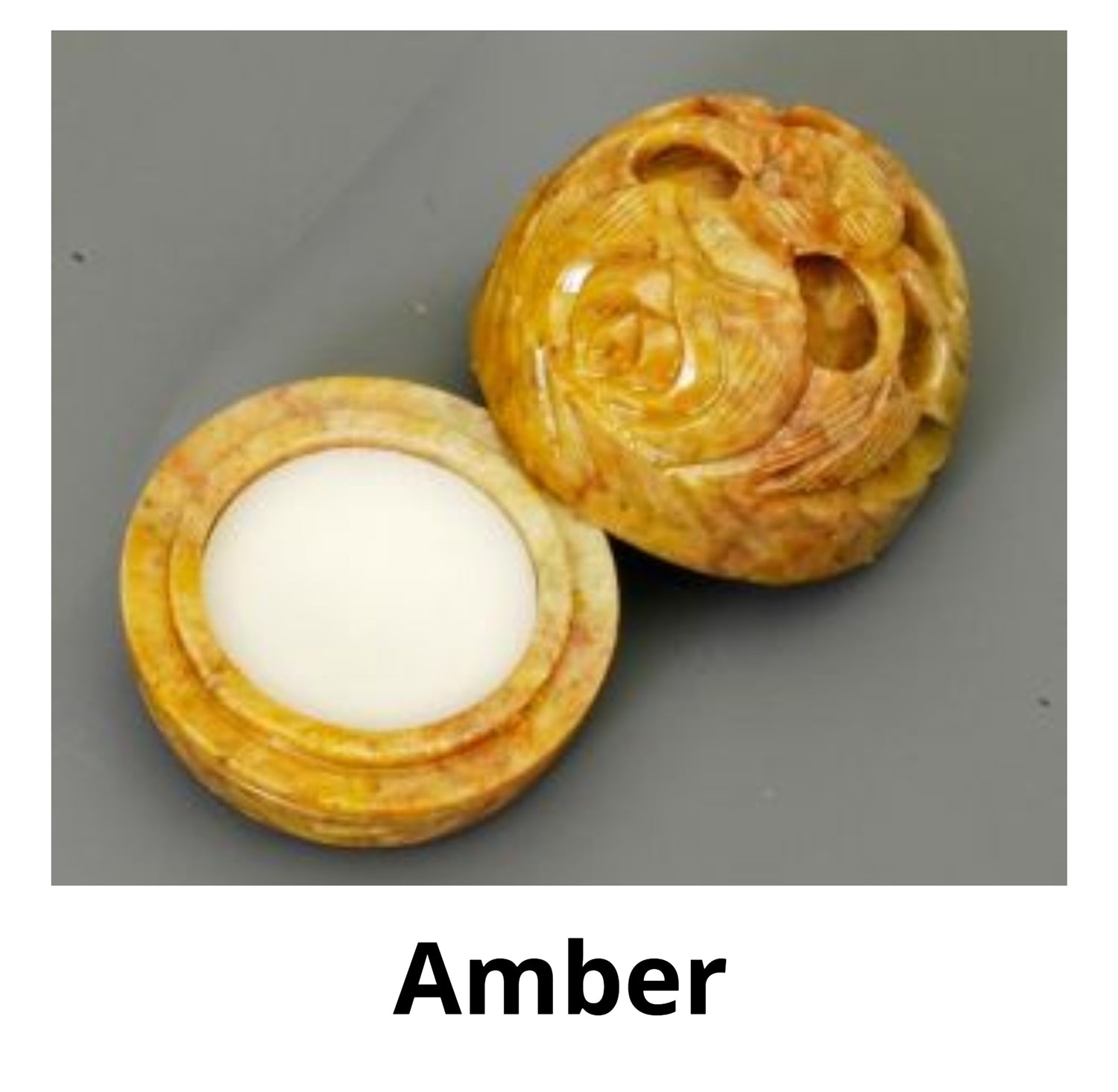 Amber Solid Perfume in Hand Carved Stone Jar