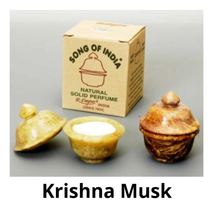 Krishna Musk Solid Perfume in Hand Carved Smooth Stone Jar