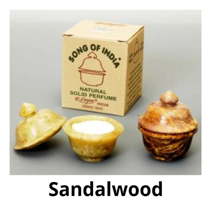 Sandalwood Solid Perfume in Hand Carved Smooth Stone Jar