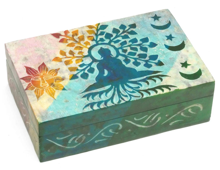 Buddha stone box with Sun and Moon