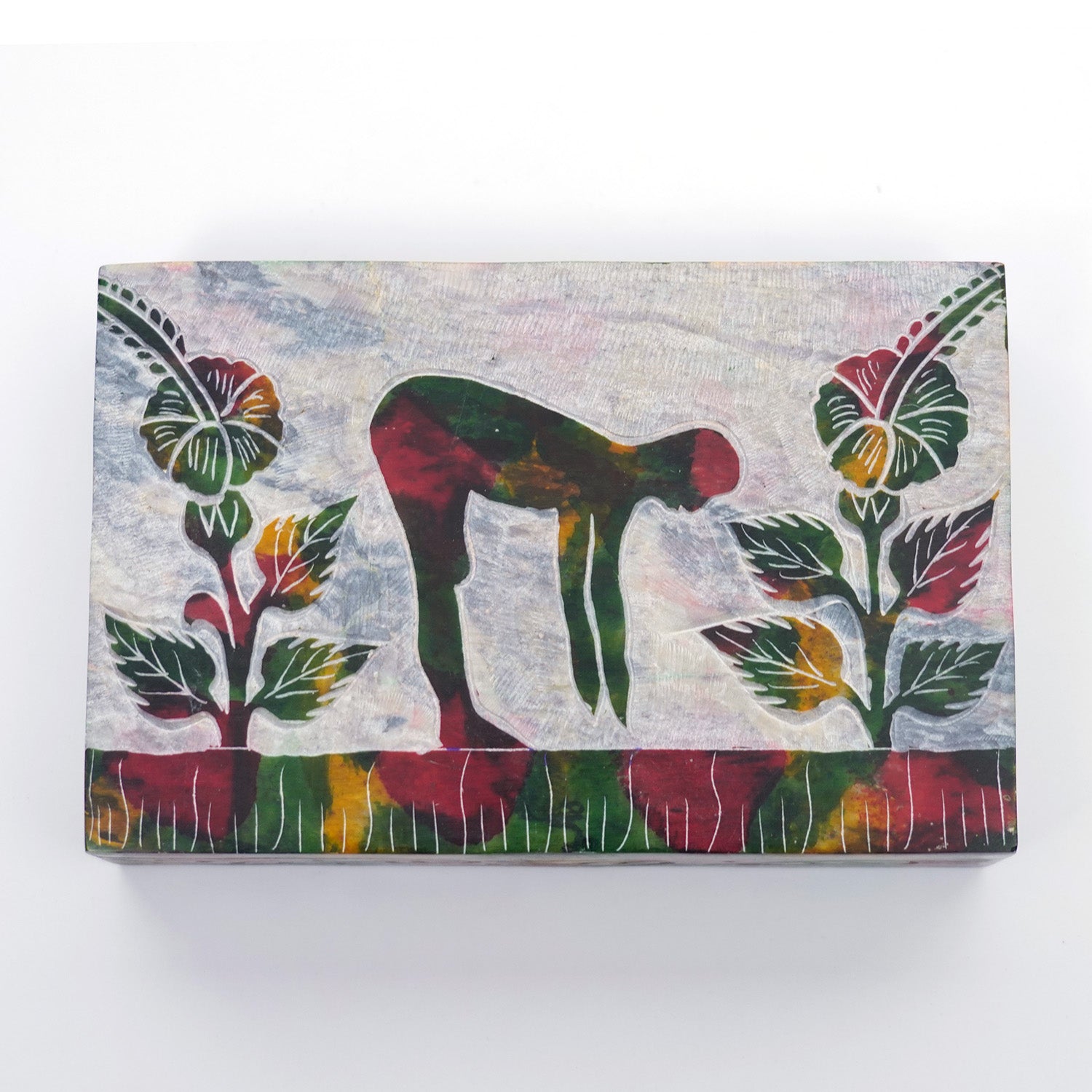 Half Forward Bend Yoga Pose Soapstone Keepsake Box | Yoga-Inspired Decorative Storage Box for Crystals, Jewelry & Sacred Treasures