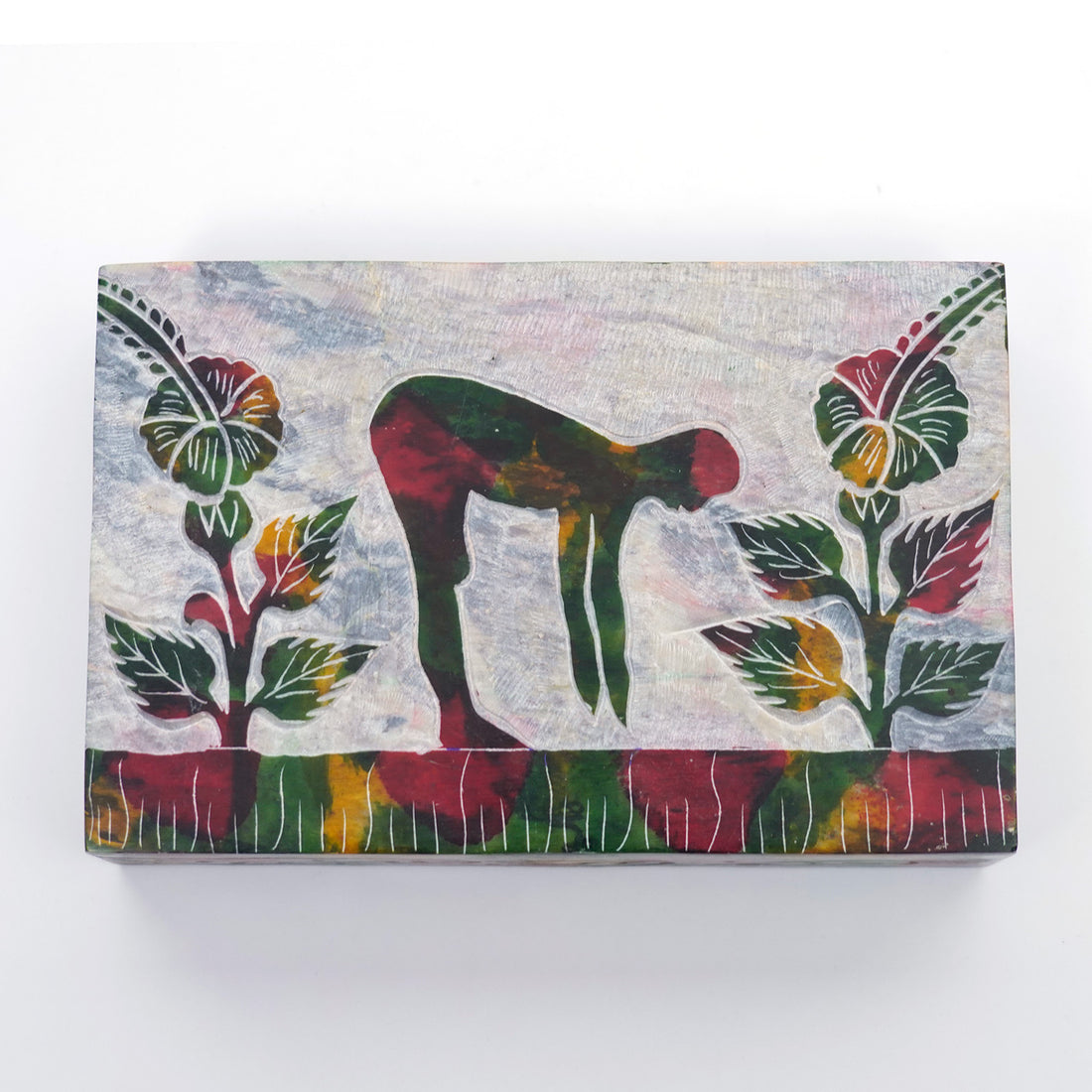 Half Forward Bend Yoga Pose Soapstone Keepsake Box | Yoga-Inspired Decorative Storage Box for Crystals, Jewelry & Sacred Treasures