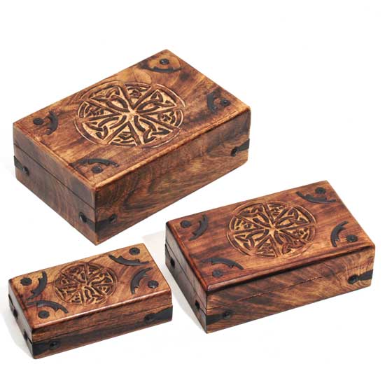 Celtic Mango Wood Boxes - Set of 3