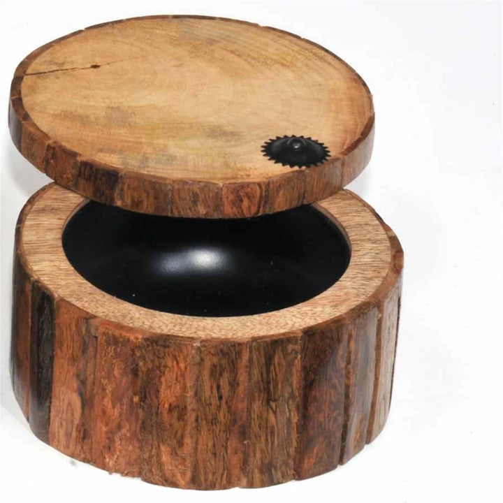 Mango Wood  Bark Round Box