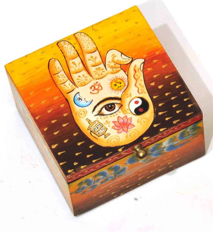 Hamsa Painted Wood Box