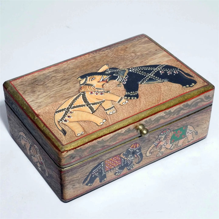 Painted Wood Box - Elephant