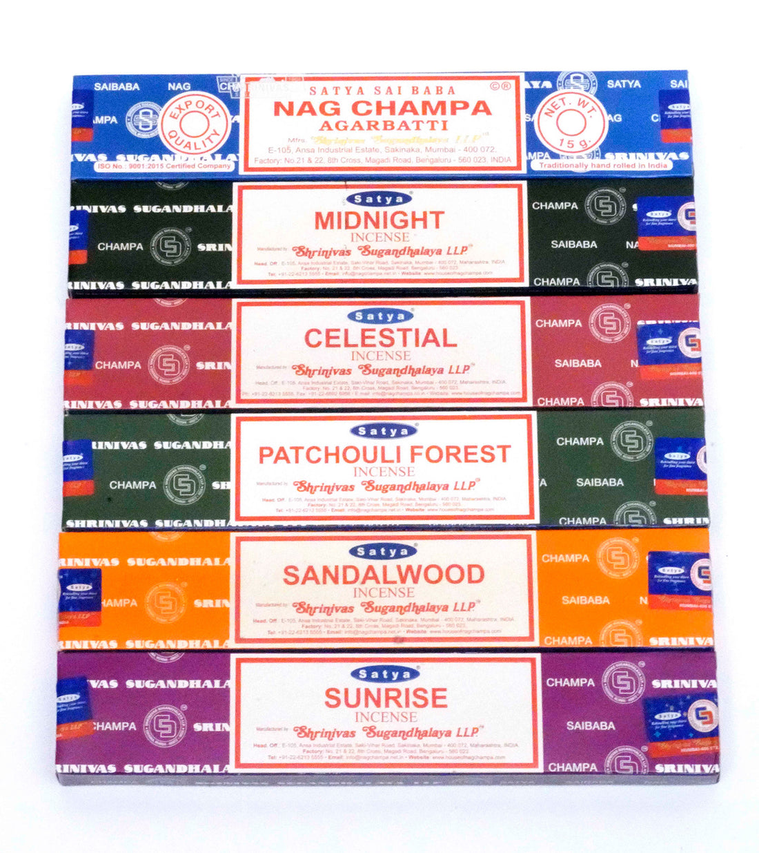 Original Satya Nag Champa Gift Set – 6 Assorted Fragrances (90g Total) 15g each