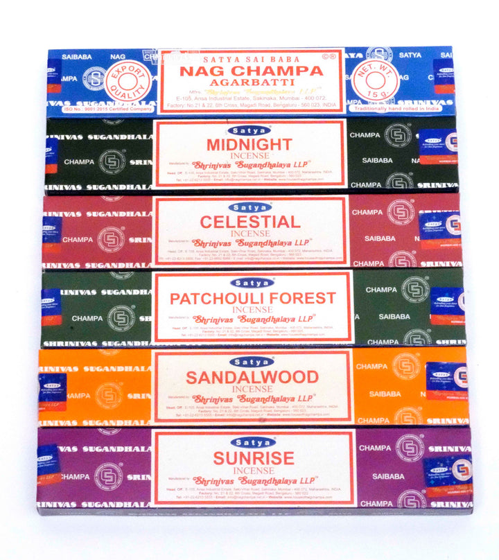 Original Satya Nag Champa Gift Set – 6 Assorted Fragrances (90g Total) 15g each