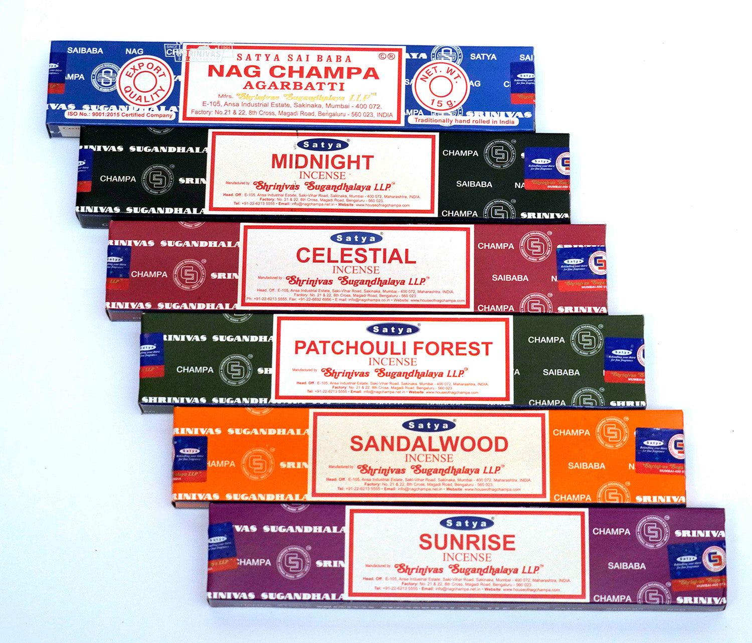 Original Satya Nag Champa Gift Set – 6 Assorted Fragrances (90g Total) 15g each