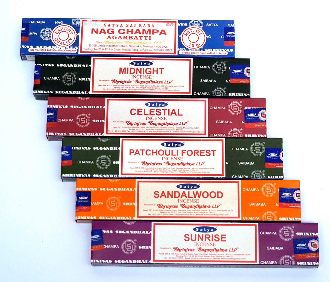 Original Satya Nag Champa Gift Set – 6 Assorted Fragrances (90g Total) 15g each